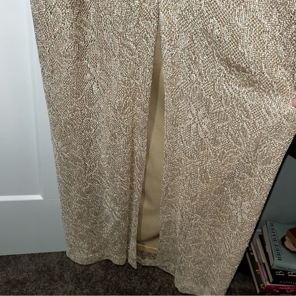 Night Way Gold Sheath Gown with Rhinestone Straps Size 8 - Picture 6 of 7